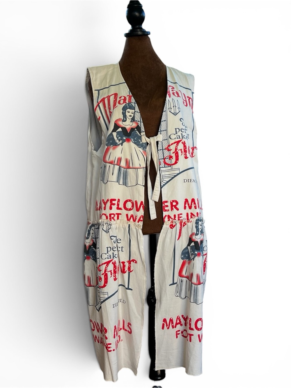 Jaded Gypsy Morning Mayflower Vest Vintage Graphic with Red and Navy Print NWT